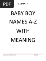 Baby Boy Names A-Z With Meaning