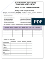 3ano LINGUA PORTUGUESA Ativ12 Identificar e Classificar o N Mero de S¡labas