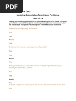 Multiple Choice Quiz: Marketing Segmentation, Targeting and Positioning Chapter - 4