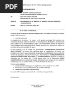 Informe de Requerimiento para Caraterizacion de Agua