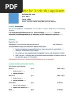 CV Template For Scholarship Applicant