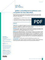 Cognitive Screening Test in Primary Care - Cut Points For Low Education 2018