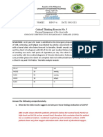 Critical Thinking Exercise No. 5: SITUATION: A 60 Year Old Male Is Admitted To The Emergency Department With Complaints