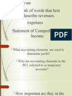 Think of Words That Best Describe Revenues. Expenses Statement of Comprehensive Income