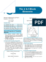 The D & F-Block Elements: General Properties of Transition Element