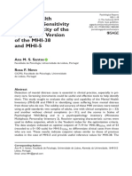 Mental Health Inventory: Sensitivity and Specificity of The Portuguese Version of The MHI-38 and MHI-5