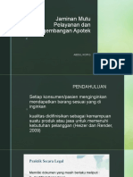 Jaminan Mutu Pelayanan Dan Pengembangan Apotek