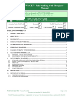 Wescef - Safe Working With Fibreglass - Manual: Applicability Table