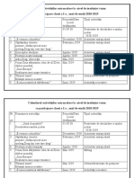 Calendarul Activităţilor Extraşcolare La Nivel de Instituţie