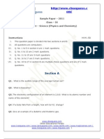 Sample Paper - 2011 Class - IX Subject - Science (Physics and Chemistry)