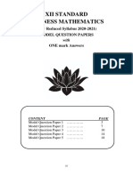 Xii Standard Business Mathematics: (New Reduced Syllabus 2020-2021) Model Question Papers