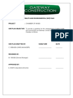 Safety Health and Environmental (She) Plan: Project: Chamber of Mines