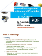 General Management Functions and Principles of (I) Planning: Dr. R.Venkatesan