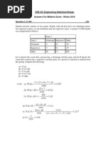 CHE 331 Engineering Statistical Design Answers For Midterm Exam - Winter 2010 Question 1 (2-166)