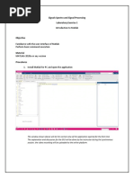 Introduction To Matlab: Signals Spectra and Signal Processing Laboratory Exercise 1