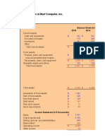 Cash Flows at Warf Computer, Inc.: Input Area