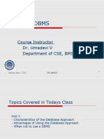 Course - DBMS: Course Instructor Dr. Umadevi V Department of CSE, BMSCE