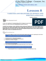 Lesson 8: Varieties and Registers of Spoken and Written Language