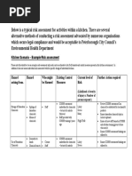 Kitchen Scenario - Example Risk Assessment: (Likelihood X Severity of Injury X Number of Persons Exposed)