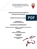 ACTIVIDAD de APRENDIZAJE 1 - LOZADA NOE - Efectos Económicos y Políticos de La Migración Como Factor de Desintegración