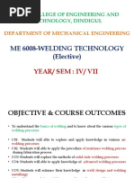 Me 6008-Welding Technology (Elective) : Year/ Sem: Iv/ Vii