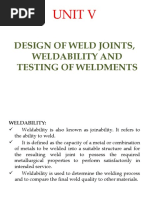 Unit V: Design of Weld Joints, Weldability and Testing of Weldments