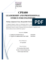 Leadership and Professional Ethics For Engineers: Pairing Assignment: Essay (Responsible Professional Engineer)