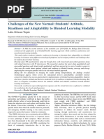 Challenges of The New Normal: Students' Attitude, Readiness and Adaptability To Blended Learning Modality