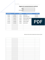 Registro de Mantenimiento de Vehiculo en Excel