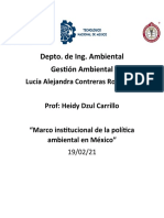 Marco Institucional de La Política Ambiental en México