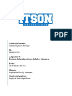 Asignación #9 Resumen de Las Disposiciones de La Ley Aduanera