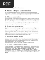 Benefits of Digital Transformation