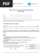 Exam Thermodynamics (And Heat Transfer) : Modul Thermodynamik (Und Wärmeübertragung) Klausur Sommersemester 2020