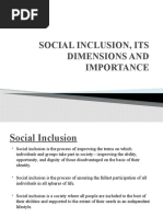 Social Inclusion, Its Dimensions and Importance