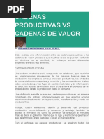 Cadenas Productivas VS Cadenas de Valor