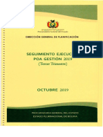 Seguimiento Ejecucion Poa Gestion 2019 Tercer Trimestre