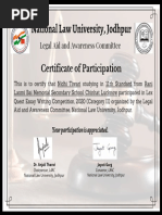 National Law University, Jodhpur: Certificate of Participation