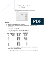 Class Cases CH 13: Capital Budgeting Decisions: Year Investment Cash Inflow Unrecovered Investment