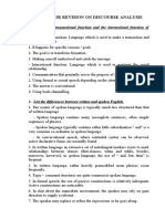 Issues For Revision On Discourse Analysis