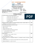 Model Cat 1 Question Paper: School of Advanced Sciences