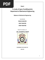 To Study of Type of Welding Joints Department of Mechanical Engineering