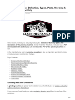 Grinding Machine Definition Types Parts Working Operations With PDF