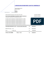 Calculo de Mayores Gastos Generales.