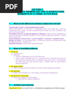 Elements of A Crime: Actus Reus: Introducing Terminology and Classifications