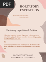 Hortatory Exposition: This Presentation Was Created By: Azhiza Khairunnisa