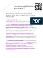 Principales Corrientes de La Sociología de La Educación (Parte 1)