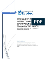 Instructivo para La Elaboraciã - N Del Trabajo de Titulaciã - N de Posgrado