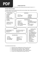 Activity Journal Two Instructions: Complete All Three Parts of This Activity Journal and Submit in Lesson 01.11. Part One: Workout Design