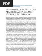 Las Formas de La Actividad Administrativa y El Uso Del Derecho Privado