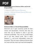 Difference Between Business Ethics and Social Responsibility